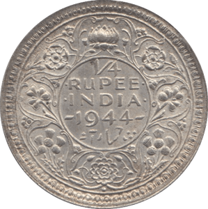 1944 SILVER 1/4 RUPEE INDIA - SILVER WORLD COINS - Cambridgeshire Coins