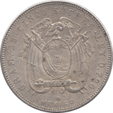 1944 SILVER 5 SUCRES ECUADOR REPUBLIC - SILVER WORLD COINS - Cambridgeshire Coins