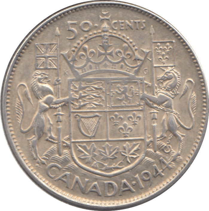 1944 SILVER FIFTY CENTS CANADA - SILVER WORLD COINS - Cambridgeshire Coins