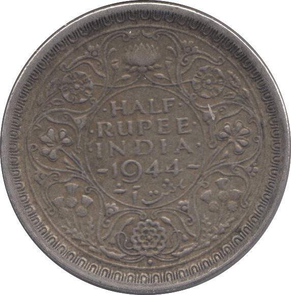 1944 SILVER HALF RUPEE INDIA - SILVER WORLD COINS - Cambridgeshire Coins