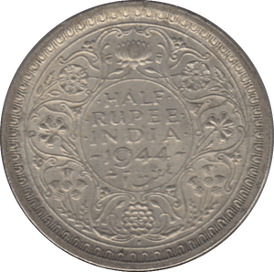 1944 SILVER HALF RUPEE INDIA - SILVER WORLD COINS - Cambridgeshire Coins