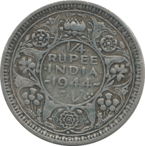1944 SILVER QUARTER RUPEE INDIA - SILVER WORLD COINS - Cambridgeshire Coins