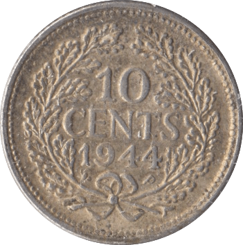1944 SILVER SILVER 10 CENTS NETHERLANDS - SILVER WORLD COINS - Cambridgeshire Coins