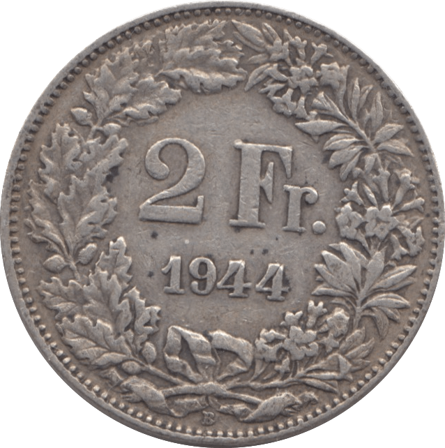 1944 SWITZERLAND SILVER 2 FRANCS REF 24 - WORLD COINS - Cambridgeshire Coins