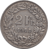 1944 SWITZERLAND SILVER 2 FRANCS REF 24 - WORLD COINS - Cambridgeshire Coins