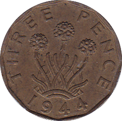 1944 THREEPENCE ( AUNC ) BRASS - Threepence - Cambridgeshire Coins