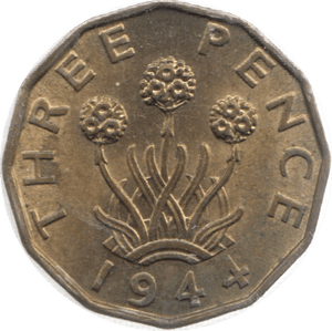 1944 THREEPENCE ( UNC ) 26 - Threepence - Cambridgeshire Coins