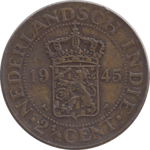 1945 2 1/2 NETHERLAND INDIES - SILVER WORLD COINS - Cambridgeshire Coins