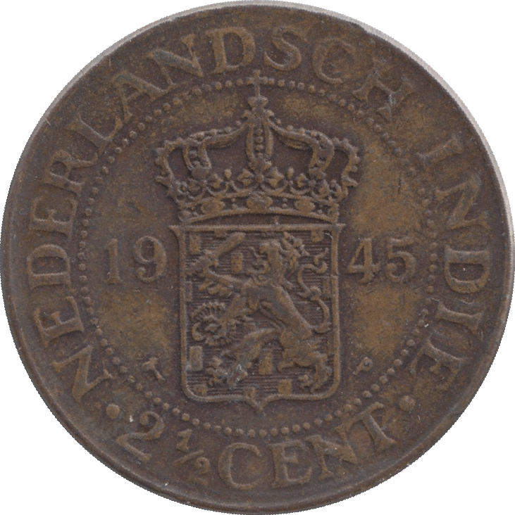 1945 2 1/2 NETHERLAND INDIES - SILVER WORLD COINS - Cambridgeshire Coins
