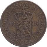 1945 2 1/2 NETHERLAND INDIES - SILVER WORLD COINS - Cambridgeshire Coins