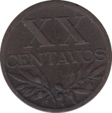 1945 20 CENTAVOS PORTUGAL - WORLD COINS - Cambridgeshire Coins