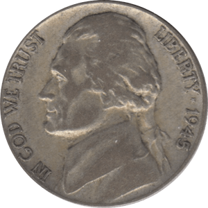 1945 5 CENTS USA - SILVER WORLD COINS - Cambridgeshire Coins