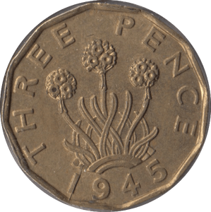 1945 BRASS THREEPENCE ( AUNC ) - Threepence - Cambridgeshire Coins