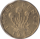 1945 BRASS THREEPENCE ( BU ) - Threepence - Cambridgeshire Coins