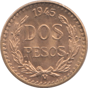 1945 GOLD 2 PESO MEXICO - Gold World Coins - Cambridgeshire Coins