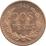 1945 GOLD 2 PESO MEXICO - Gold World Coins - Cambridgeshire Coins
