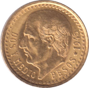 1945 GOLD 2.5 PESO MEXICO - Gold World Coins - Cambridgeshire Coins