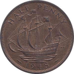 1945 HALFPENNY ( UNC ) 1 - Halfpenny - Cambridgeshire Coins