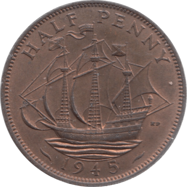 1945 HALFPENNY ( UNC ) 26 - Halfpenny - Cambridgeshire Coins