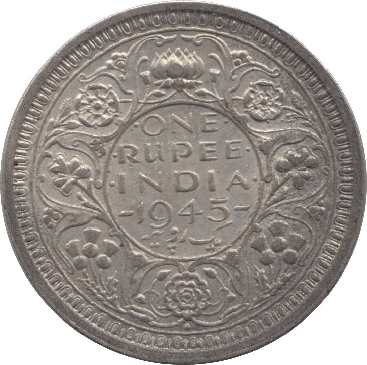 1945 INDIA SILVER ONE RUPEE - WORLD SILVER COINS - Cambridgeshire Coins