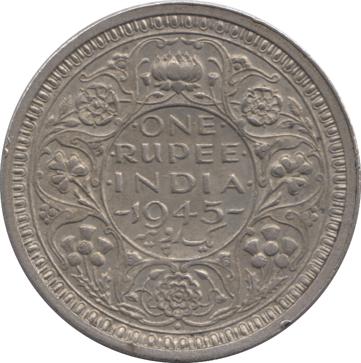 1945 INDIA SILVER ONE RUPEE - WORLD SILVER COINS - Cambridgeshire Coins