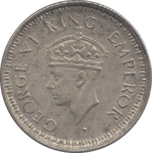 1945 INDIA SILVER QUARTER RUPEE - WORLD SILVER COINS - Cambridgeshire Coins