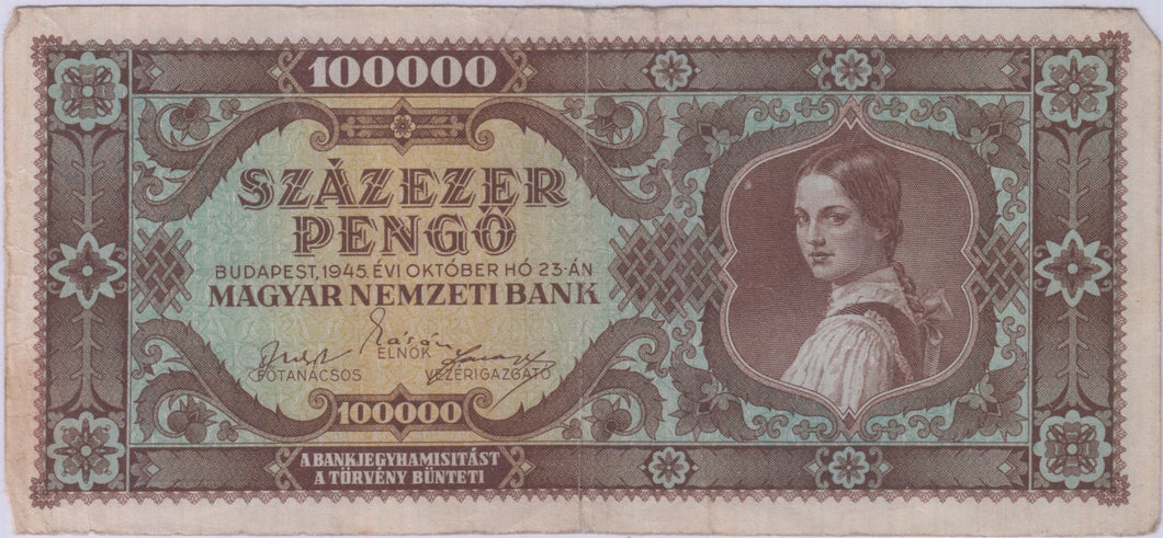 1945 MAGYAR NEMZETI BANK 1000 PENGO BANKNOTE REF 1456 B - World Banknotes - Cambridgeshire Coins