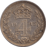 1945 MAUNDY FOURPENCE ( AUNC ) - Maundy Coins - Cambridgeshire Coins