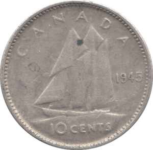 1945 SILVER 10 CENTS CANADA - SILVER WORLD COINS - Cambridgeshire Coins