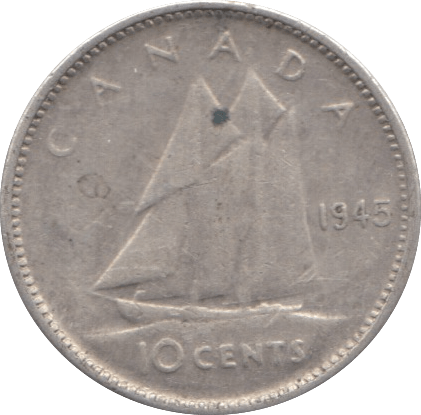 1945 SILVER 10 CENTS CANADA - SILVER WORLD COINS - Cambridgeshire Coins
