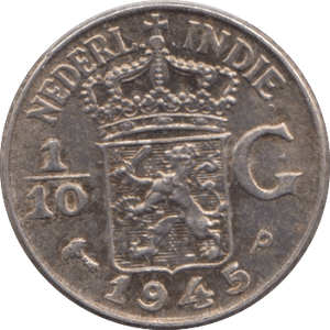 1945 SILVER 1/10 GULDEN NETHERLANDS - SILVER WORLD COINS - Cambridgeshire Coins