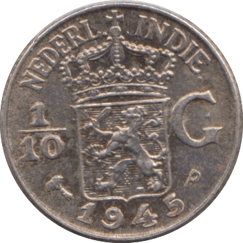 1945 SILVER 1/10 GULDEN NETHERLANDS - SILVER WORLD COINS - Cambridgeshire Coins