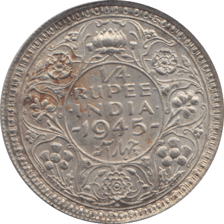 1945 SILVER 1/4 RUPEE INDIA 7 - SILVER WORLD COINS - Cambridgeshire Coins