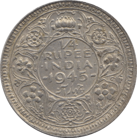 1945 SILVER 1/4 RUPEE INDIA - SILVER WORLD COINS - Cambridgeshire Coins
