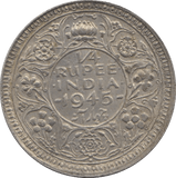 1945 SILVER 1/4 RUPEE INDIA - SILVER WORLD COINS - Cambridgeshire Coins