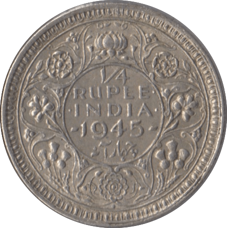 1945 SILVER 1/4 RUPEE INDIA - SILVER WORLD COINS - Cambridgeshire Coins