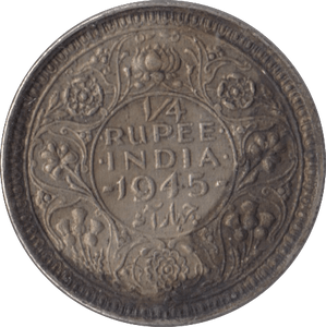 1945 SILVER 1/4 RUPEE INDIA - SILVER WORLD COINS - Cambridgeshire Coins