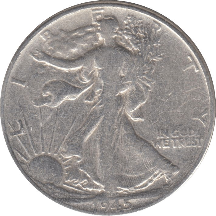 1945 SILVER HALF DOLLAR USA A - WORLD SILVER COINS - Cambridgeshire Coins