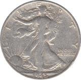1945 SILVER HALF DOLLAR USA - SILVER WORLD COINS - Cambridgeshire Coins