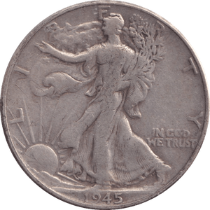 1945 SILVER HALF DOLLAR USA - SILVER WORLD COINS - Cambridgeshire Coins