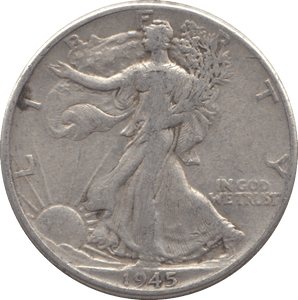 1945 SILVER HALF DOLLAR USA - SILVER WORLD COINS - Cambridgeshire Coins