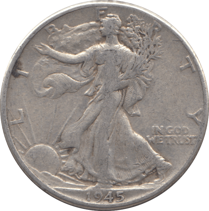 1945 SILVER HALF DOLLAR USA - SILVER WORLD COINS - Cambridgeshire Coins