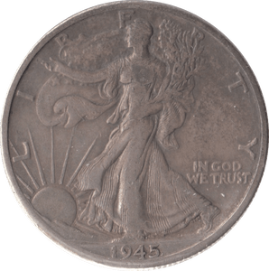 1945 SILVER HALF DOLLAR USA - SILVER WORLD COINS - Cambridgeshire Coins