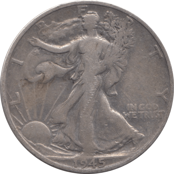 1945 SILVER HALF DOLLAR USA - WORLD SILVER COINS - Cambridgeshire Coins