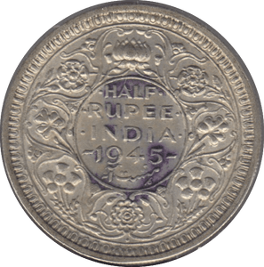 1945 SILVER HALF RUPEE INDIA - SILVER WORLD COINS - Cambridgeshire Coins