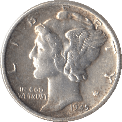 1945 SILVER ONE DIME USA - SILVER WORLD COINS - Cambridgeshire Coins
