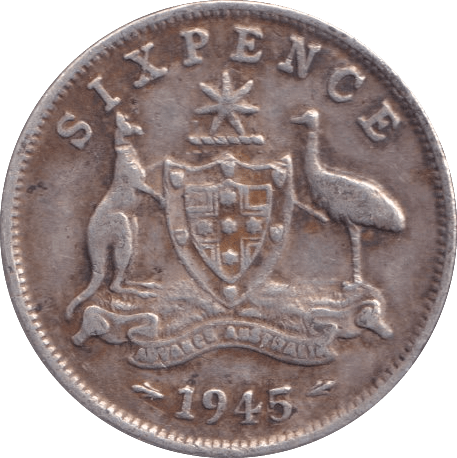 1945 SILVER SIXPENCE AUSTRALIA - SILVER WORLD COINS - Cambridgeshire Coins