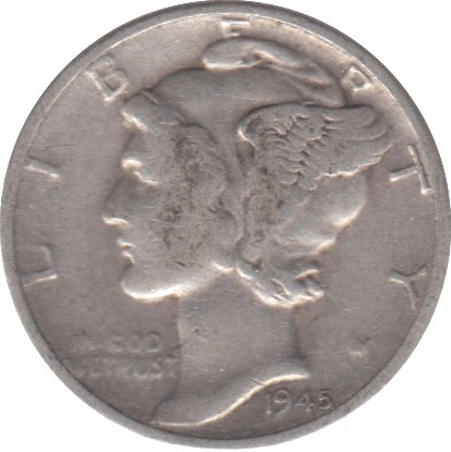 1945 SILVER USA ONE DIME 1 - SILVER WORLD COINS - Cambridgeshire Coins