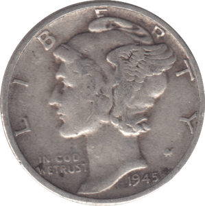 1945 SILVER USA ONE DIME - SILVER WORLD COINS - Cambridgeshire Coins