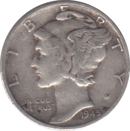 1945 SILVER USA ONE DIME - SILVER WORLD COINS - Cambridgeshire Coins